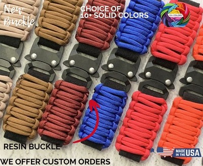 20 22 mm Solid Color Adjustable Paracord Watch Strap Stab-Lock Buckle 10+ Colors