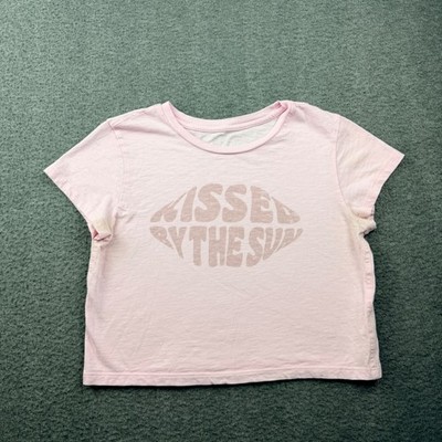 Aerie Pink Kissed By The Sun Graphic Crop Tee Women's M Medium