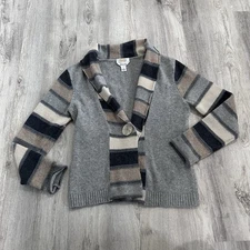 Talbots Wool Angora Button Knit Sweater Cardigan Womens P Petite Stripe Career