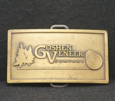 WE07128 AMAZING VINTAGE 1970s GOSHEN VENEER COMPANY BRASS BELT BUCKLE