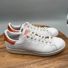 Adidas Stan Smith Shoes Mens Size 10 White Orange Casual Comfort Court Walking
