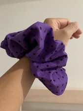 Purple Black Polka Dots Oversized Jumbo XXL Scrunchie. 100 Cotton. Handmade.