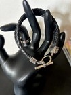 Michael Dawkins Sterling Silver Leather Starry Night Bracelet Size 7 L-2