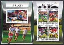 DZ0832 ! IMPERF 2016 DJIBOUTI RUGBY SPORT #1094-97+BL222 MNH