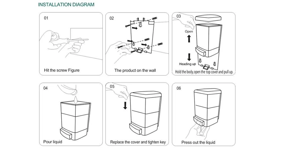 Диспенсер для мыла настенное крепление 1000 мл коммерческое ручное дезинфицирующее средство жидкие диспены - Изображение 3 из 4