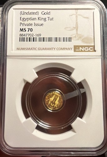 NGC MS 70 Gold Egyptian King Tut Coin Undated Private Issue Gold .9999