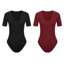 mangopop women modal v neck folded over short body suit