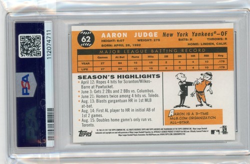 2017 Topps Archives Rookie #62 Aaron Judge - Imagen 2 de 2