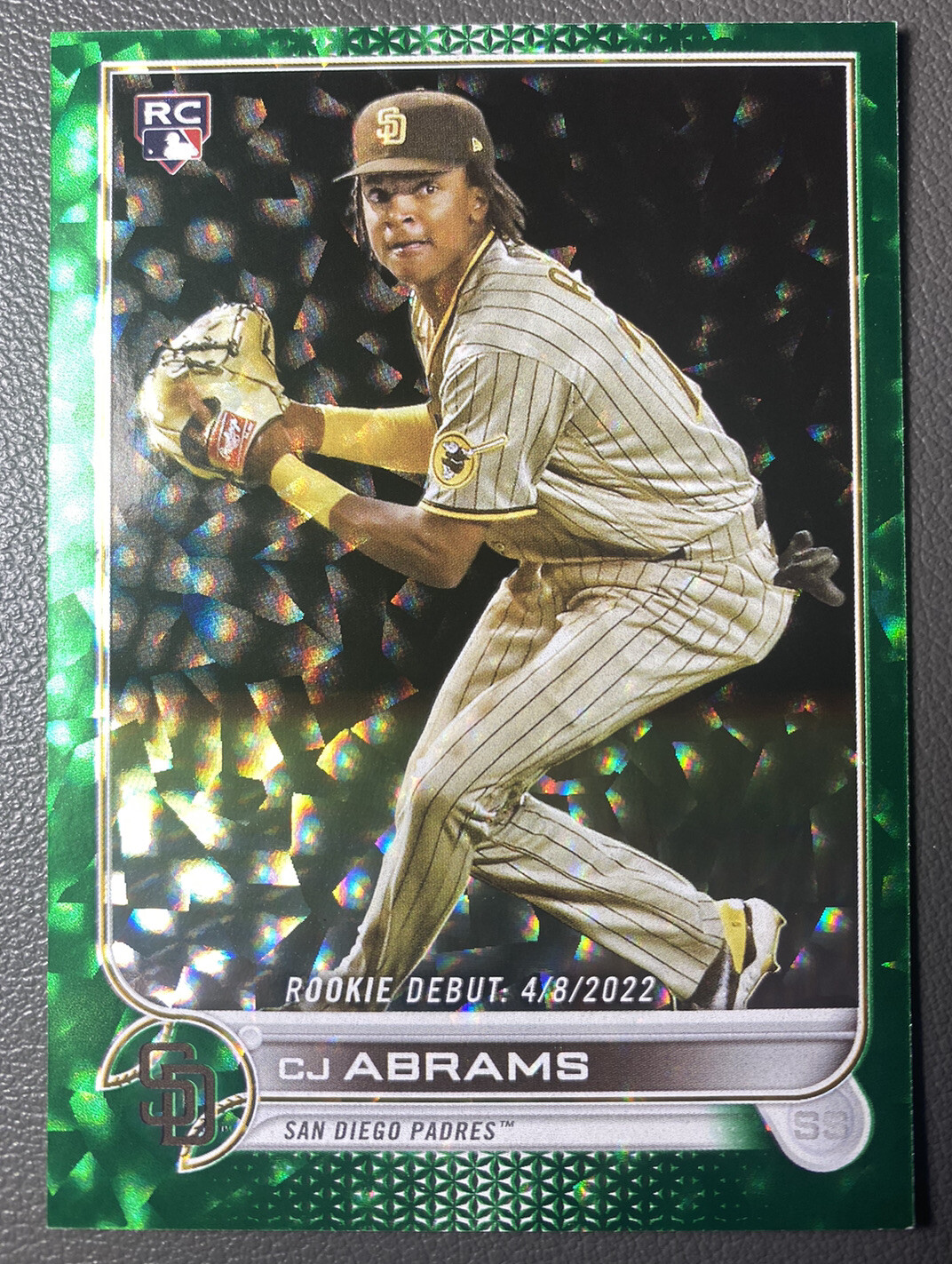 2022 Topps Update CJ ABRAMS Rookie Debut RC Green Foil Parallel /499 - Nationals