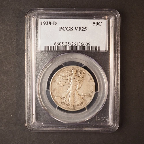 1938 **D** WALKING LIBERTY HALF DOLLAR **PCGS VF25** - FREE SHIPPING! G1653