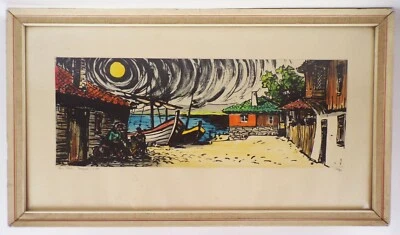 Lithografie Sosopol Bulgarien 1965 wohl DDR Künstler signiert 1-50 limitiert - Bild 1 von 4