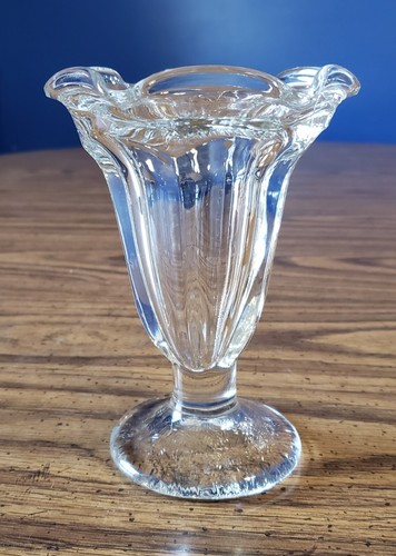 Vtg Anchor Hocking Clear Ice Cream Sundae Ruffle Footed Glasses - Set Of 6 - Picture 2 of 5