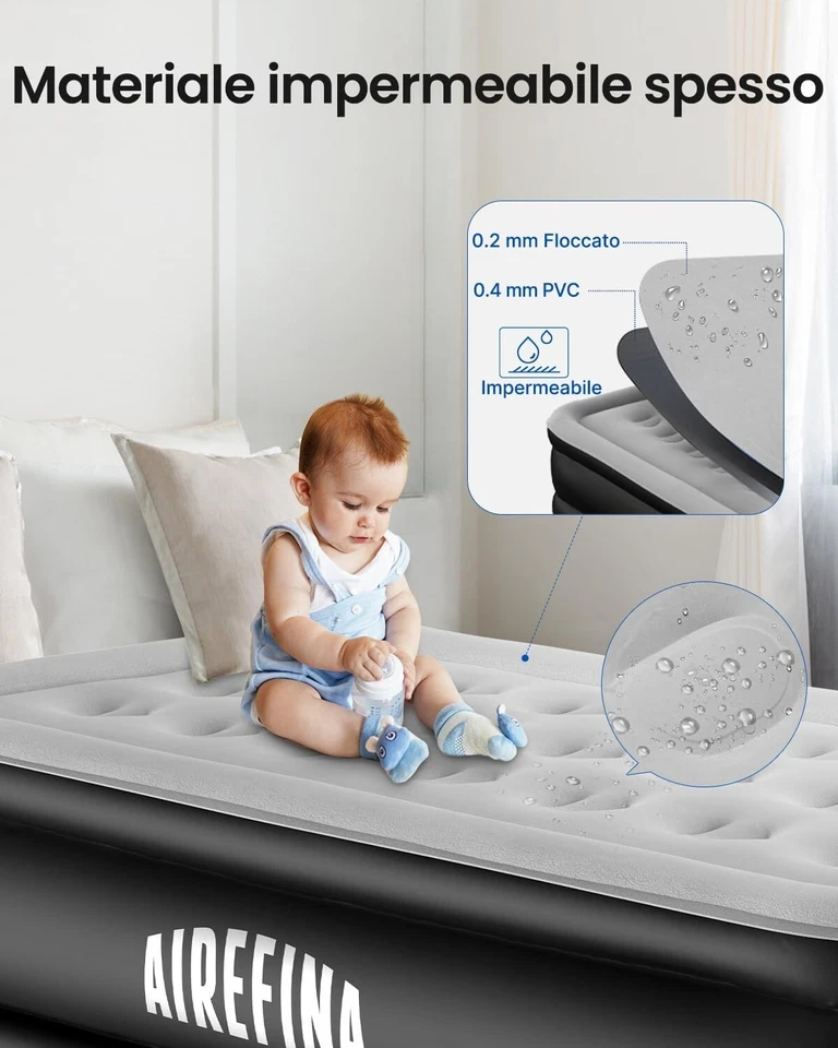 Airefina Materasso Gonfiabile Matrimoniale, Letto Gonfiabile Con Pompa Integrata - Immagine 4 di 4