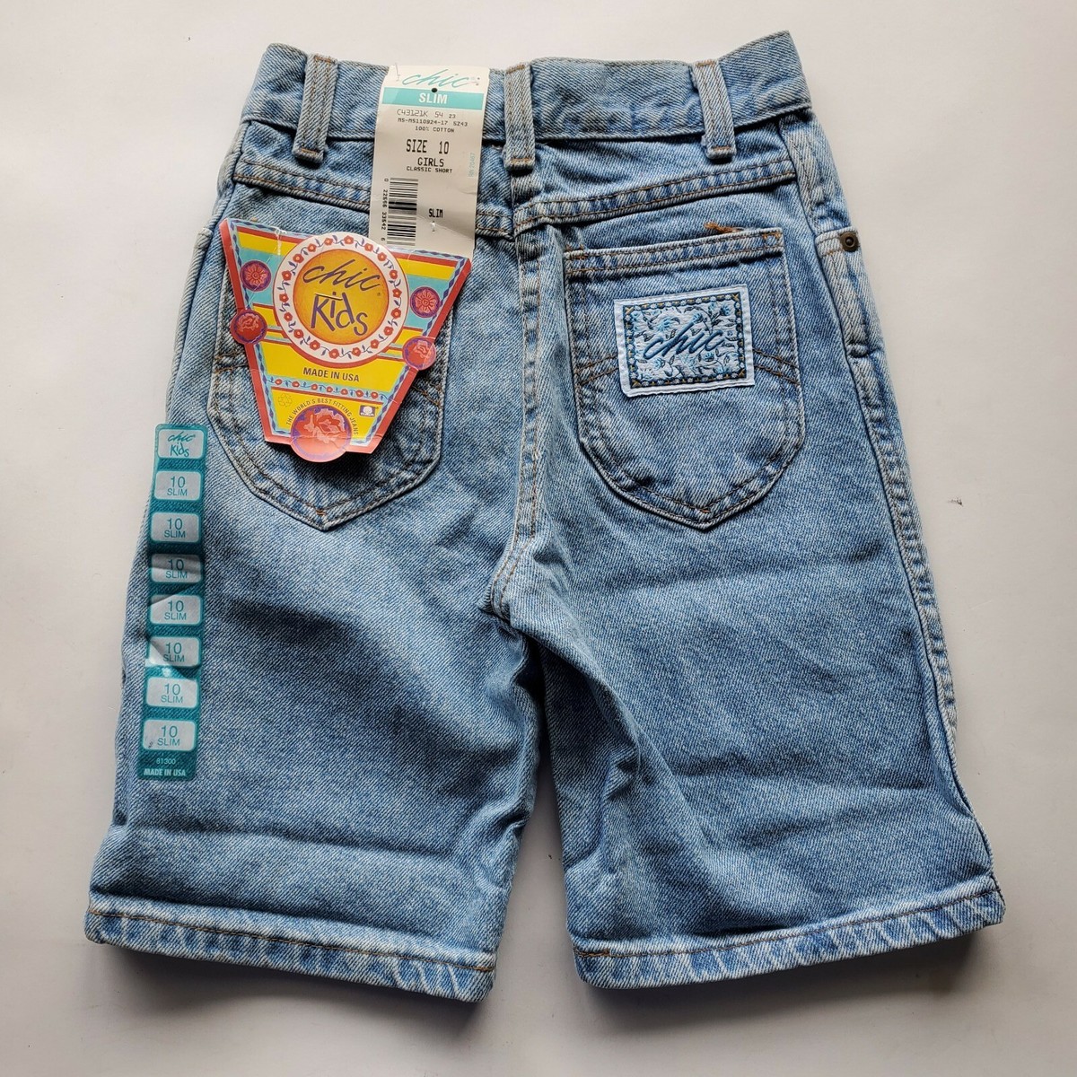 Chic Girls 10 Slim USA Floral Large Patch Vintage Denim Jean