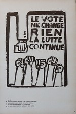 Affiche mai 68 LE VOTE NE CHANGE RIEN / METALLOS TIENDRONS poster DOBSON 77 78