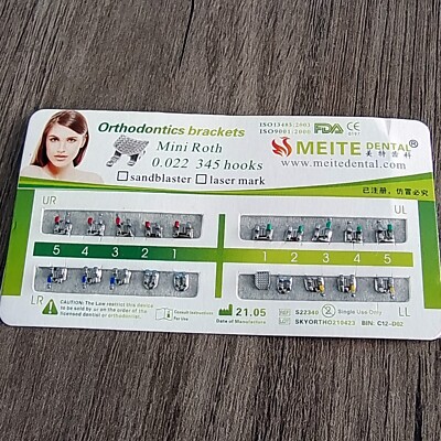 AZDENT Dental Orthodontic Mini Roth Brackets Slot 0.022″ – Hooks 3-4-5 – Metal