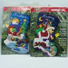 Felt Works Dimensions 18"Stocking Kit Christmas Santa Bear 8094 Snowman 8092 NEW