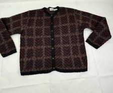 Vintage Paul Harris Design Plaid Mohair Cardigan Sweater Button Up Size XL 90s