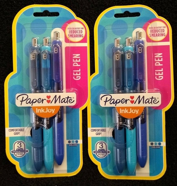 Paper Mate InkJoy Gel Pens, 0.7 mm, Assorted Blue Ink Colors, TWO 3Pen