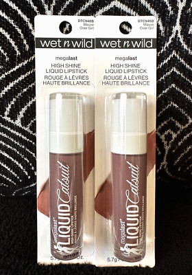  2pk WET N WILD MEGALAST MAUVE OVER GIRL HIGH SHINE RICH COLOR LIQUID LIPSTICK