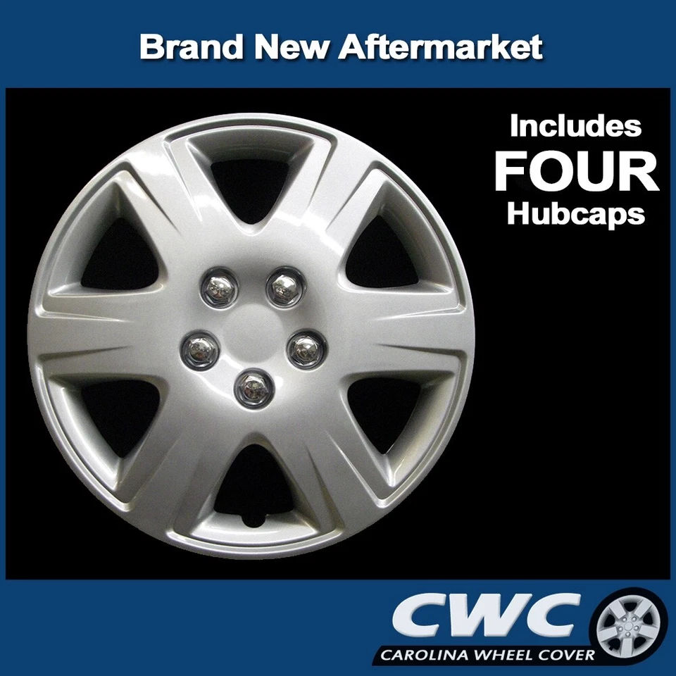 NEW Premium Replica Hubcap Set for Toyota Corolla 2005-2008, 15-in Silver 61133 - Image 2 of 4