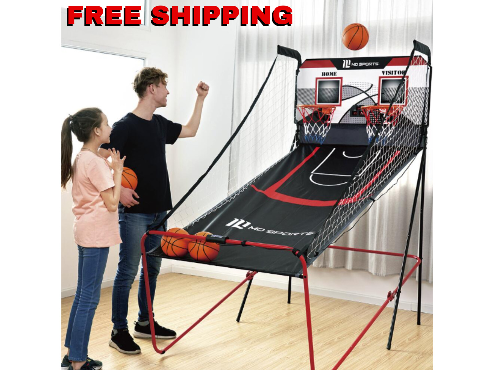 MD Sports EZ-Fold 2-Player 80.5 inch Arcade Basketball Game with