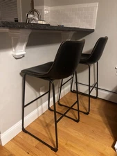 ZUNMOS Counter Height Bar Stools With Back Footrest Metal PU Leather 2 Pack