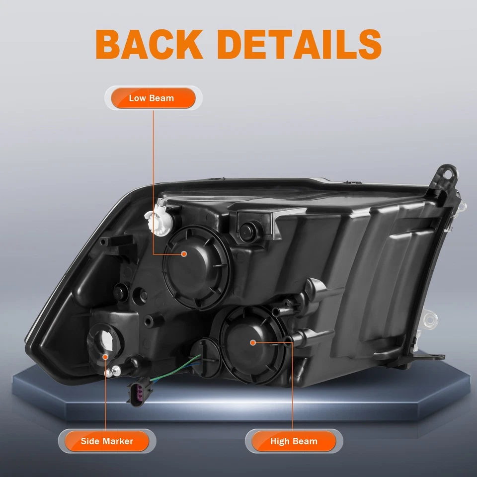 Faróis dianteiros cromados para 2011-2018 Dodge Ram 1500 2500 3500 4500 5500 - Imagem 3 de 4