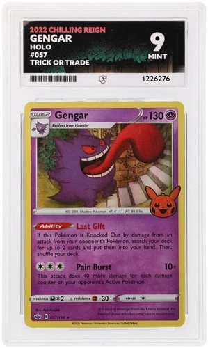 Gengar 057/198 Trick or Trade Holo Ace Grading 9 Mint English 2021 ace label