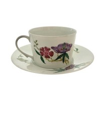 Limoges Tea Set 4 Cup and Saucer Porcelain Floral Design French Collectibles
