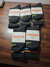 Lot of 5 Pair Bombas Crew Socks Honeycomb Arch Support Sz M Unisex Antimicrobial