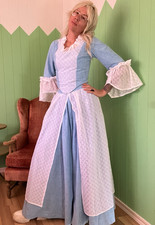 vintage 1970s floor-length prairie skirt  top set blue chambray denim lace sm