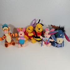 6 Disney Winnie The Pooh  Friends Mini Bean Bag Plush Vintage Tigger Eeyore Pig
