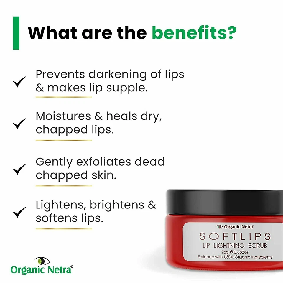 Органический скраб для губ Netra SOFTLIPS для осветления и осветления темных губ -25 г - Изображение 4 из 4