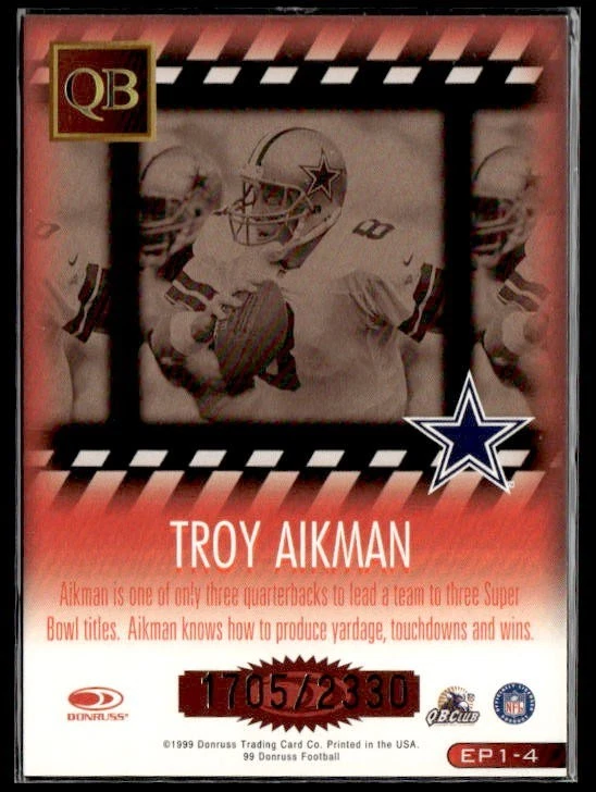 L12,845 - 1999 Donruss Executive Producers #EP4 Troy Aikman /2330 - Image 2 of 2