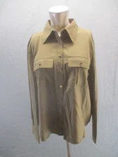 NWT CBR Size XL Womens Green Cotton Blend Racerback Collared Button Up Shirt 439