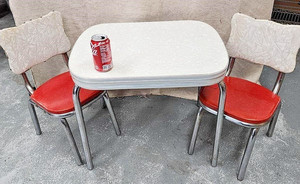 Vintage Howell Child’s Dinette Set – Retro Formica Chrome Table & 2 Chairs MCM