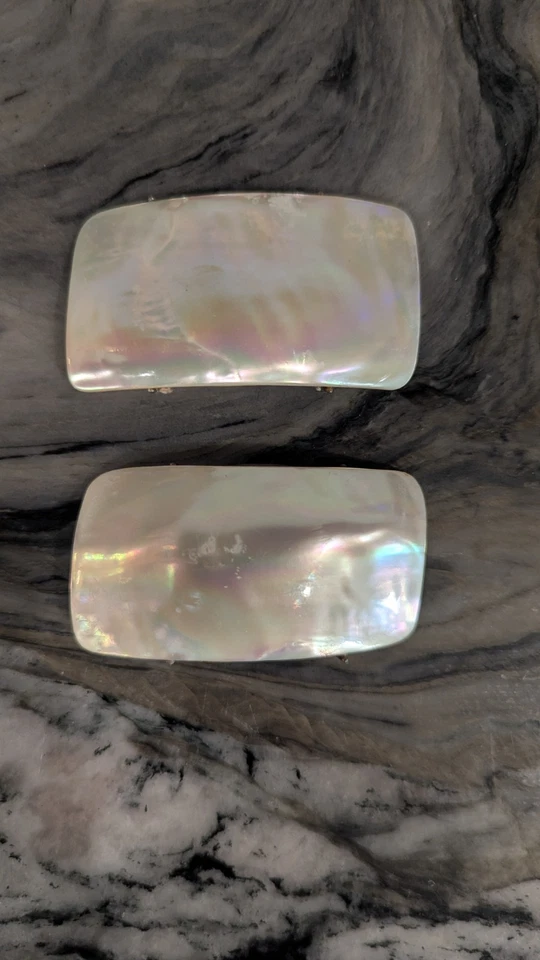 Clips para zapatos MUSI madreperla - Antiguo broche de doble punta de 1920 - carcasa real Foto 4 de 4