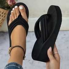 Women Wedge Flip Flops Platform Slippers Summer Beach Sandals Thick Bottom Slide