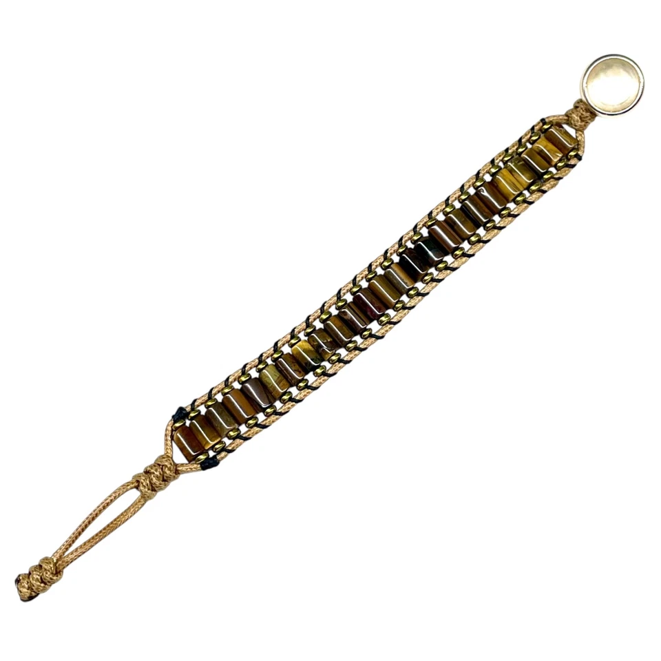 Handgemacht 7.5 IN Tigerauge Armband Stilvoll Multi Ton Zylinder Perlen Haltbar - Bild 2 von 4