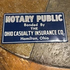 Notary Public Ohio Tin Over Cardboard Sign Vintage 4.5x9