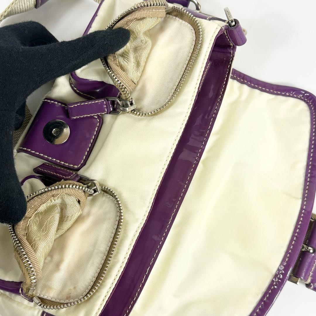 PRADA Mini One Shoulder Bag Nylon Patent White Purple y2k 00s thumbnail 9