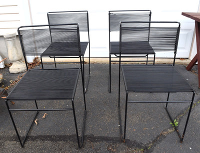 Giandomenico Belotti FlyLine Spaghetti Chairs Italy Modern Wire Set 4 Black