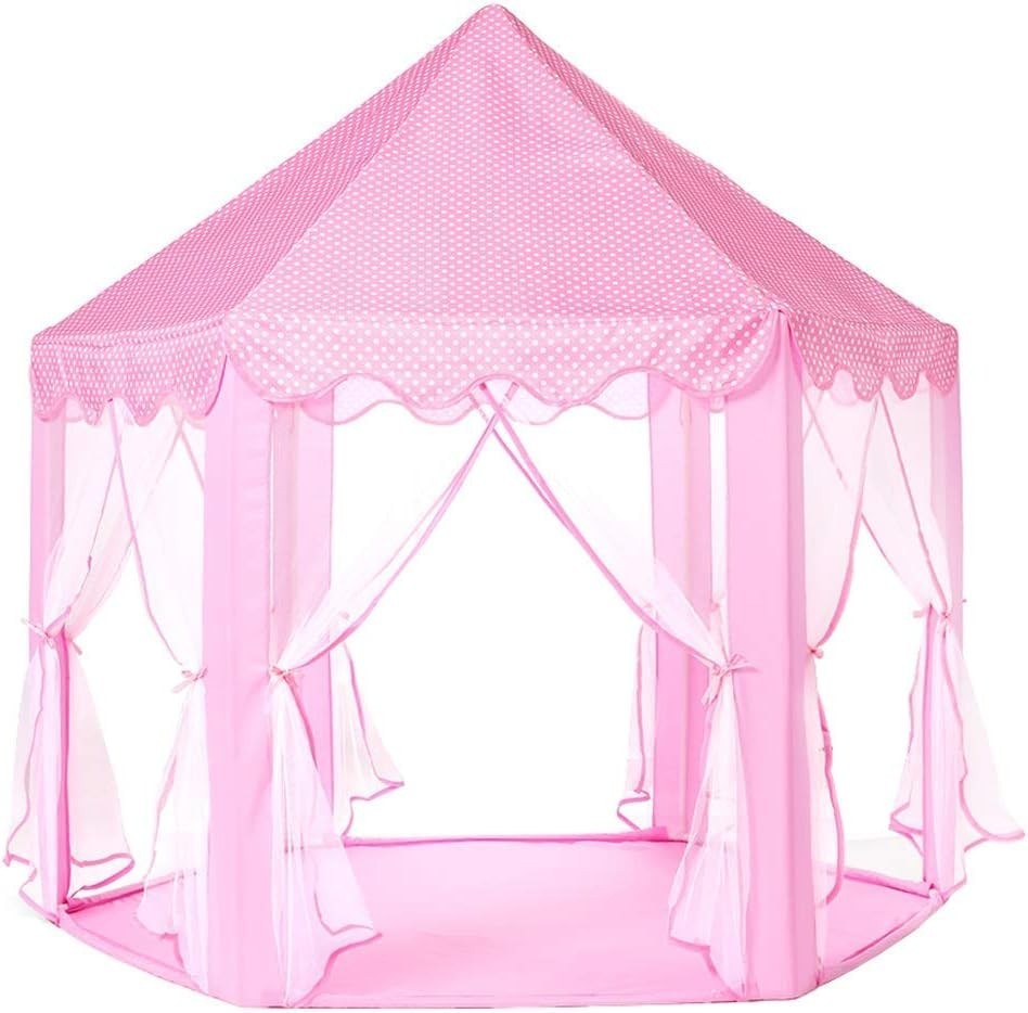 Princess Castle Play Tent for Kids with Star Lights - 55'' x 53'' Indoor/Outdoor