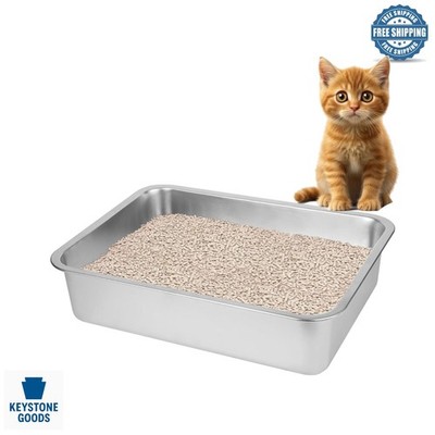 Large Stainless Steel Cat Litter Box - Easy to Clean & Odor Resistant