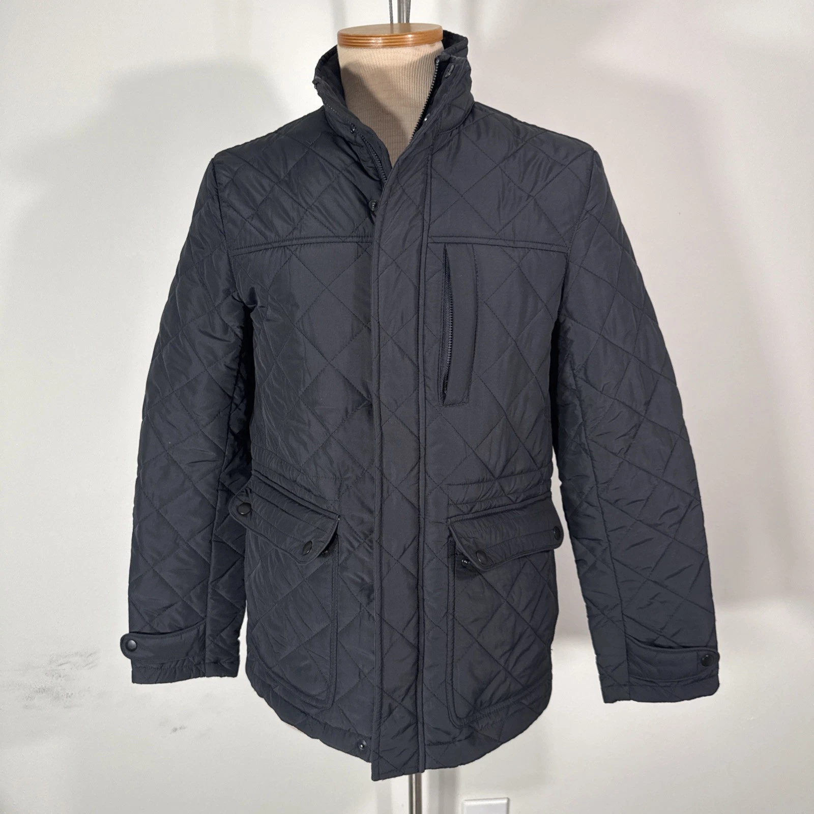John Nordstrom JWN Quilted Full Zip Old Money Jacket Size S Small Elbow Patches