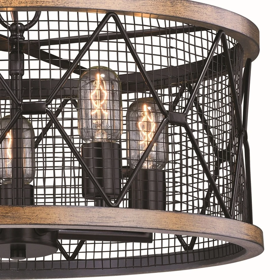 Lámpara de araña Bremerton de 5 luces estilo industrial y tambor de 11,5 pulgadas de alto y Foto 3 de 4