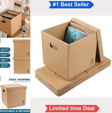 12 Inch Vinyl Record Storage Moving Box Holds 60 LPs 4 Pack Kraft Cardboard