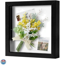 8x8 Shadow Box Picture Frame for Wall and Tabletop Display - Deep Wood & Glas...