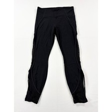 Athleta Women's S Salutation 7/8 Leggings Black Mesh Cutout High Rise 531232